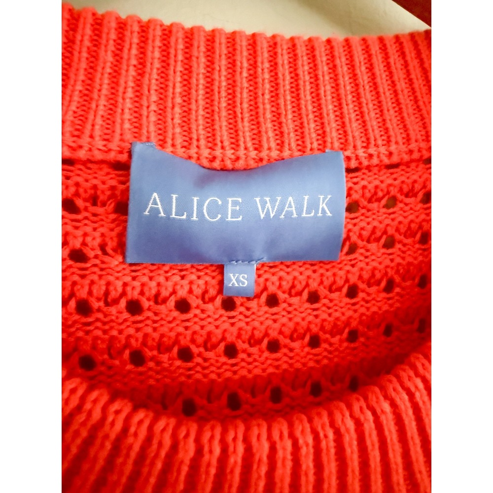 Alice Walk | Cotton Cashmere Crochet Pullover Sweater Papaya | Sz XS - Picture 6 of 10